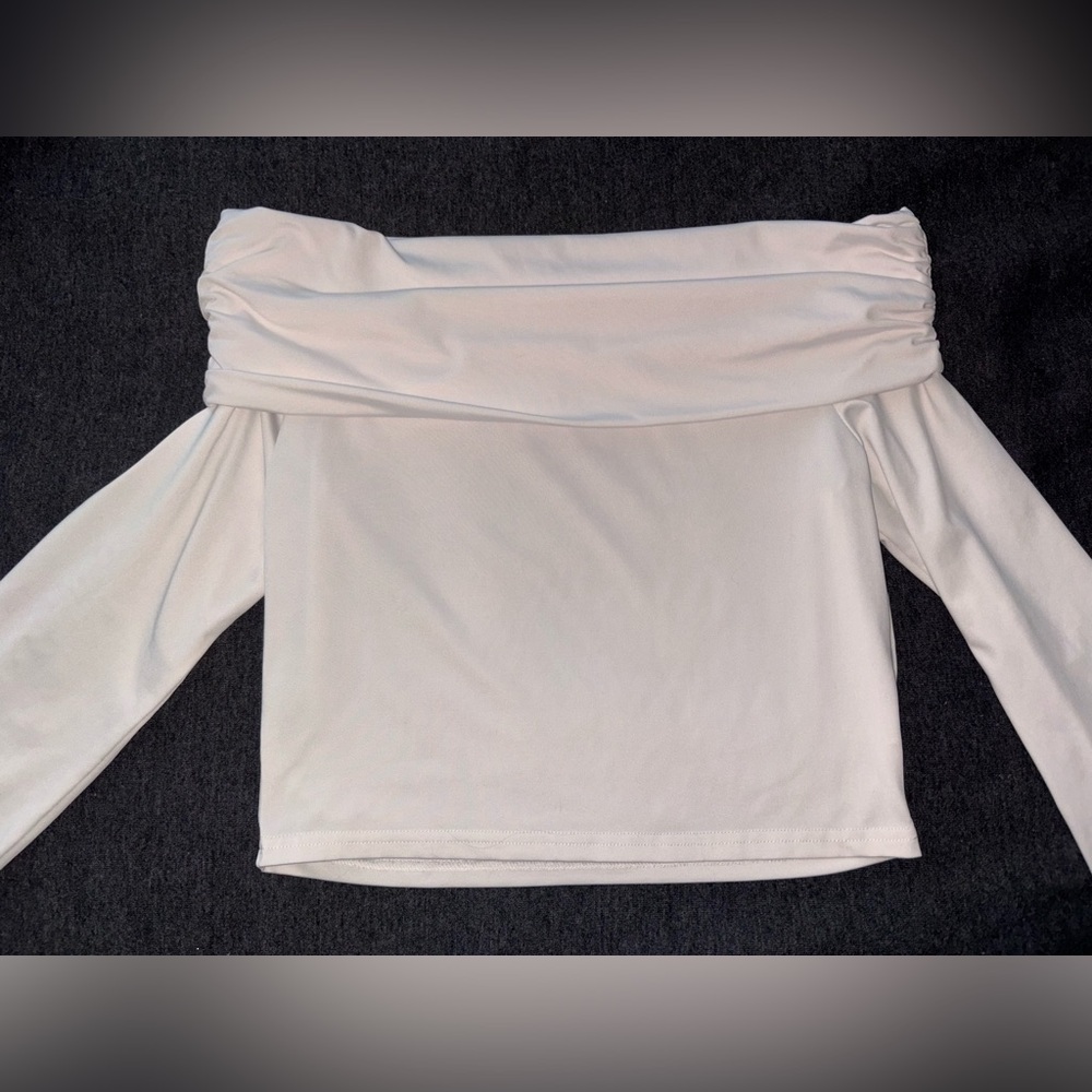Off-Shoulder White Long Sleeve Top
